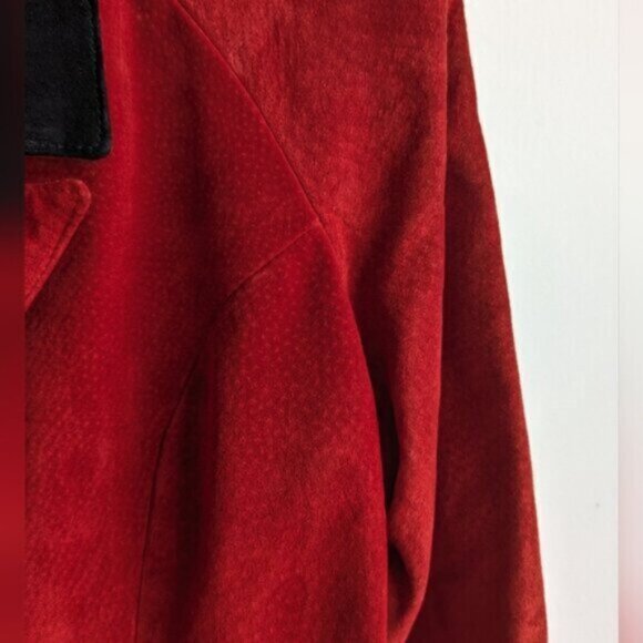 Vintage Danier Leather Blazer Jacket - Red & Black - Picture 8 of 11